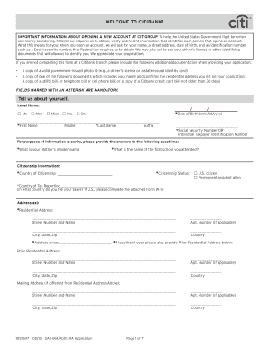 Citibank IRA/Roth IRA Application Form