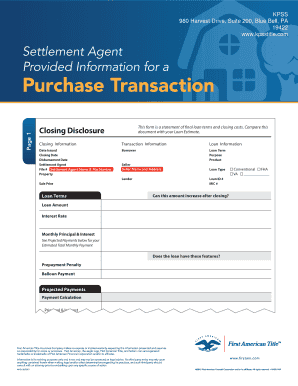 Closing Disclosure Form