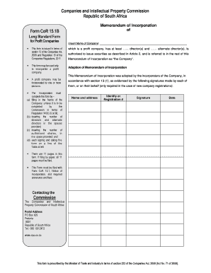 South Africa Memorandum of Incorporation