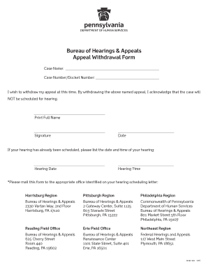 Appeal Withdrawal Form