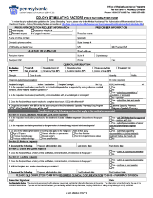 Colony Stimulating Factors Prior Authorization Form
