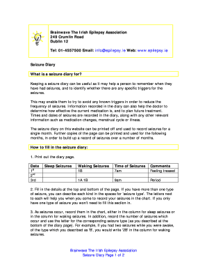 Seizure Diary Template
