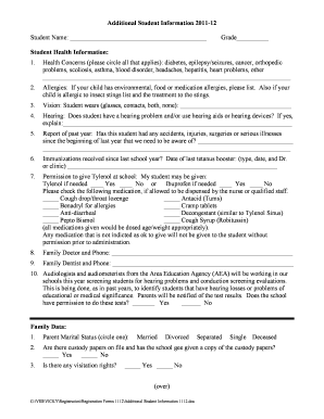 Additional Student Information Form