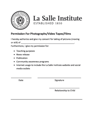 Permission for Photographs and Videos