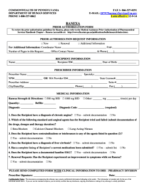 Pennsylvania Ranexa Prior Authorization Form