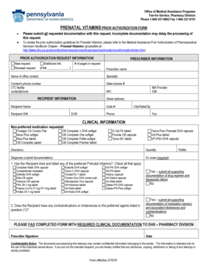 Prenatal Vitamins Prior Authorization Form