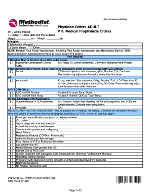 Adult VTE Medical Prophylaxis Orders
