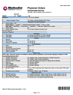 Pediatric Bronchiolitis Admit Plan