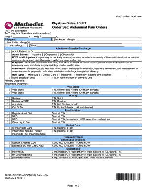 Adult Abdominal Pain Orders