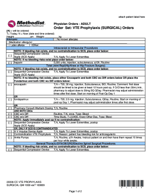 VTE Prophylaxis Surgical Orders
