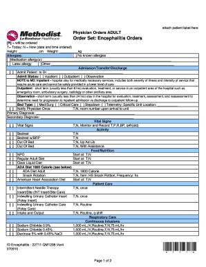 Encephalitis Orders Form