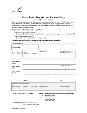 Commission Reports User Request Form