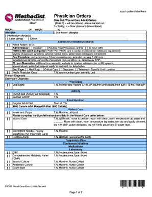 Wound Care Admit Orders