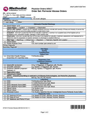 Perirectal Abscess Orders