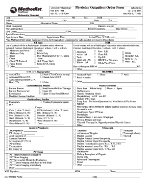 Physician Outpatient Order Form