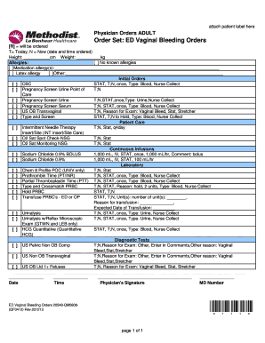 ED Vaginal Bleeding Orders
