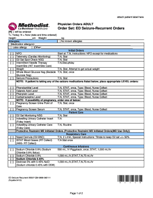 ED Seizure Recurrent Orders Form