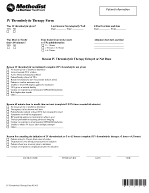 IV Thrombolytic Therapy Form