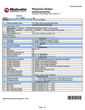 Pediatric Pneumonia Admit Plan