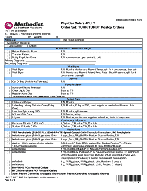 TURP/TURBT Postop Orders