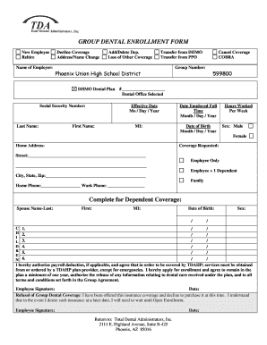 Group Dental Enrollment Form