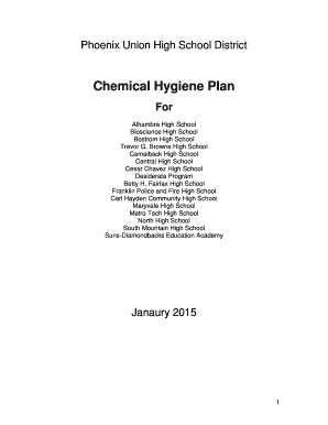 Chemical Hygiene Plan for Phoenix Union High School District
