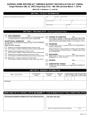 Nursing Home Reform Act Reporting Form