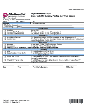 CV Surgery Postop Day Two Orders
