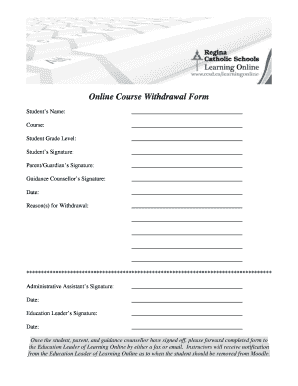 Online Course Withdrawal Form