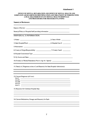 Dual Diagnosis Discharge Planning Form