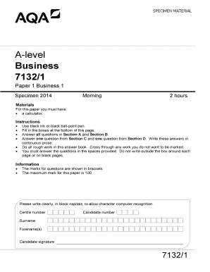 A-Level Business Paper 1 Exam