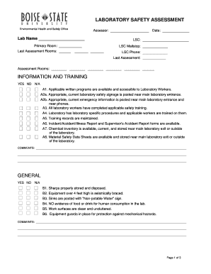 Laboratory Safety Assessment Form