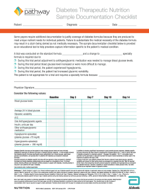 Diabetes Therapeutic Nutrition Documentation Checklist