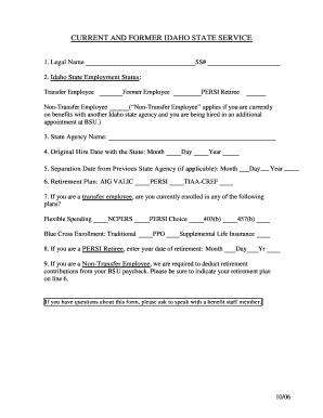 Idaho State Service Employment Form