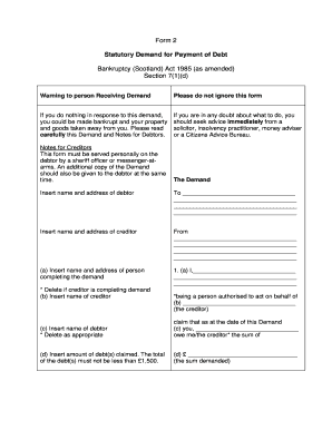 Statutory Demand for Payment of Debt