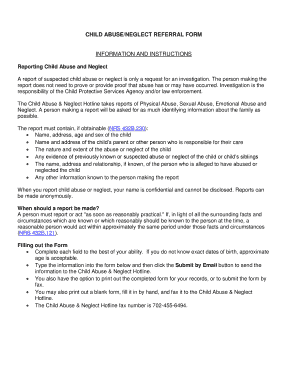 Child Abuse/Neglect Referral Form