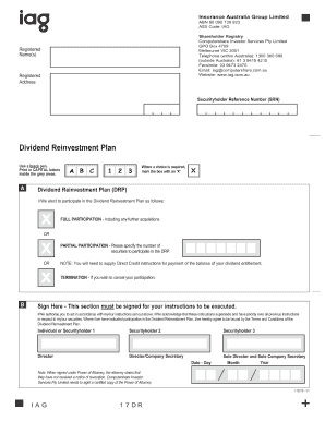 Insurance Australia Group Dividend Reinvestment Plan Form
