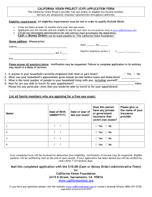 California Vision Project Application Form