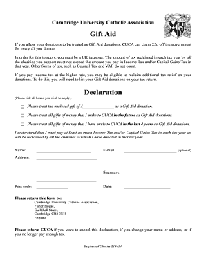 Gift Aid Declaration Form