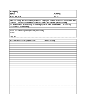 Hazardous Employee Training Certification