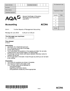 Advanced Level Accounting Exam ACCN4