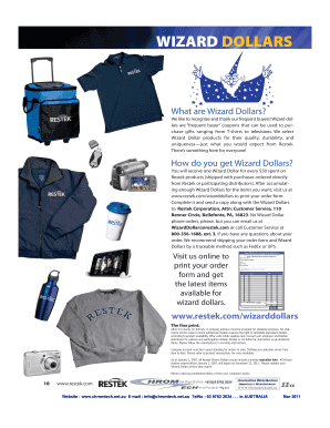 Wizard Dollars Promotional Item Order Form