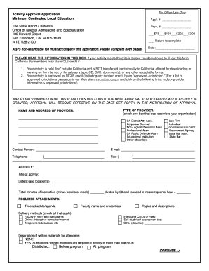 California MCLE Activity Approval Application