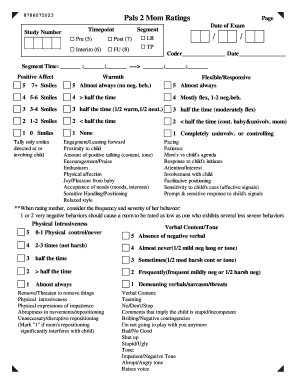 Pals 2 Mom Ratings Form