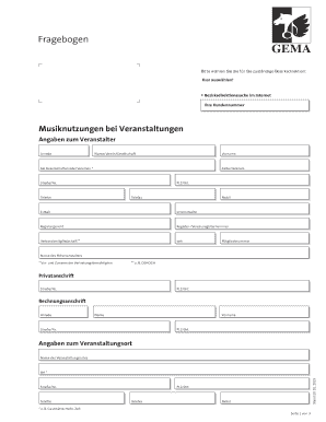Fragebogen Musiknutzungen bei Veranstaltungen