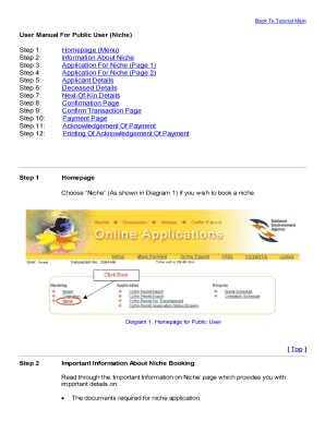 Niche Booking Application Form