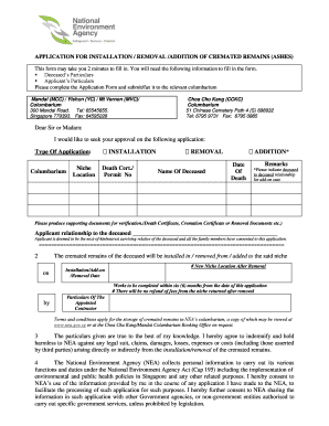 Application for Cremated Remains Installation/Removal
