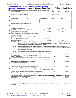 Brussels Airlines Medical Assistance Form