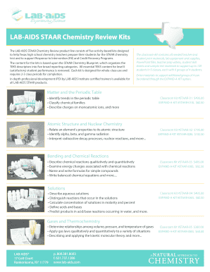 STAAR Chemistry Review Kits Order Form