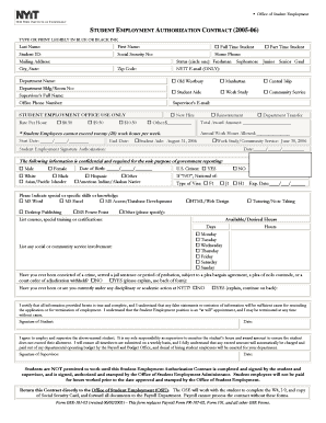 Student Employment Authorization Contract